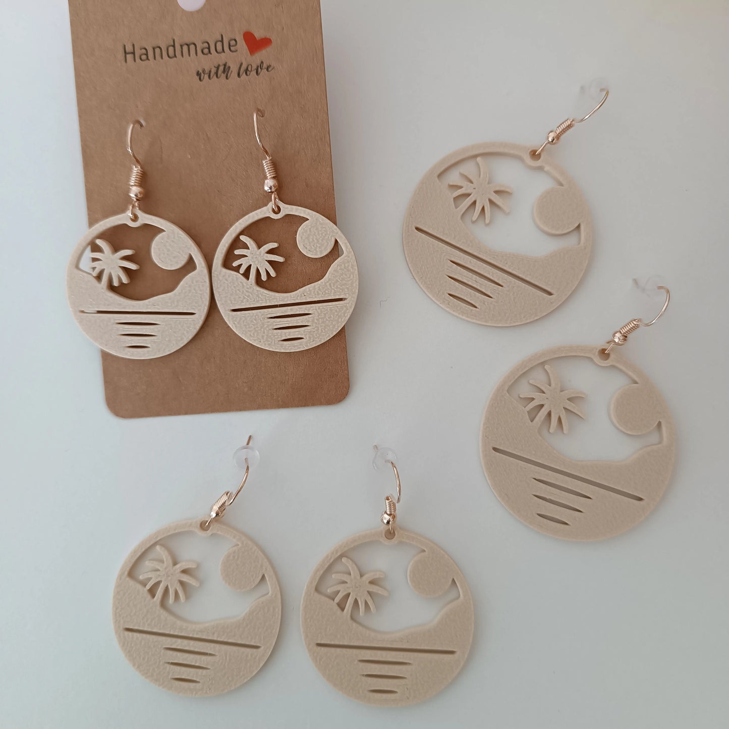 Boucles d'oreilles Palmier Beige Pantone Pomme Caramel