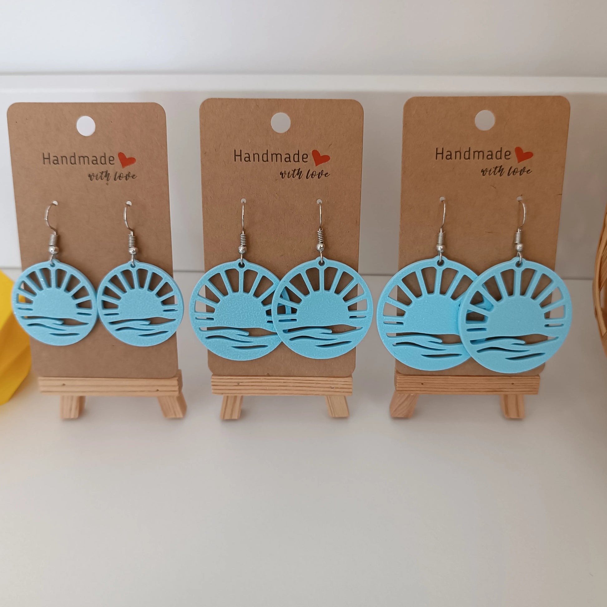 Boucles d'oreilles Soleil Vague Bleu Matin Pomme Caramel