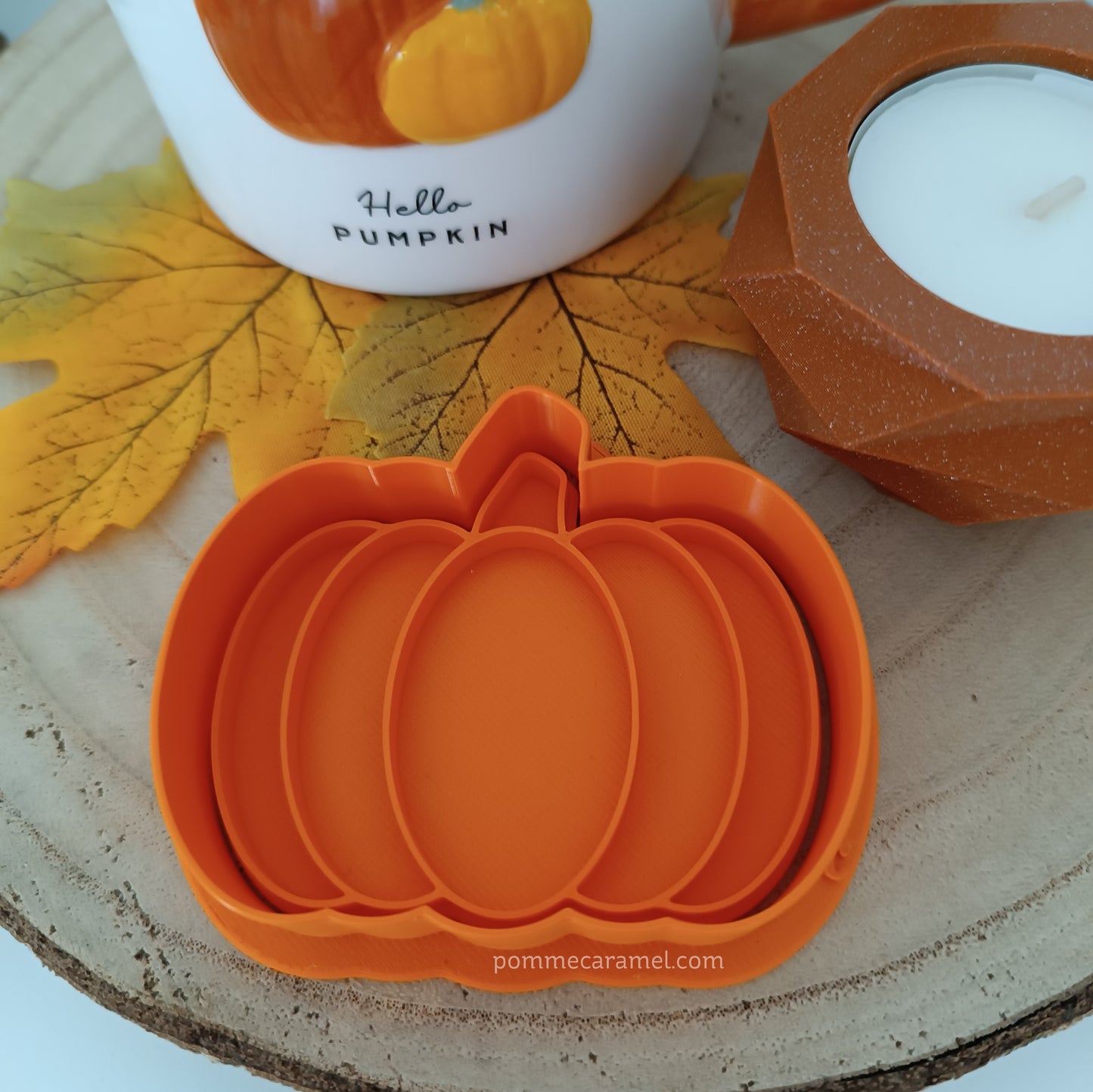Mug citrouille Hello Pumpkin - Emporte-Pièce Tampon Citrouille Orange - Bougeoir Orange pailleté CGB Giftware