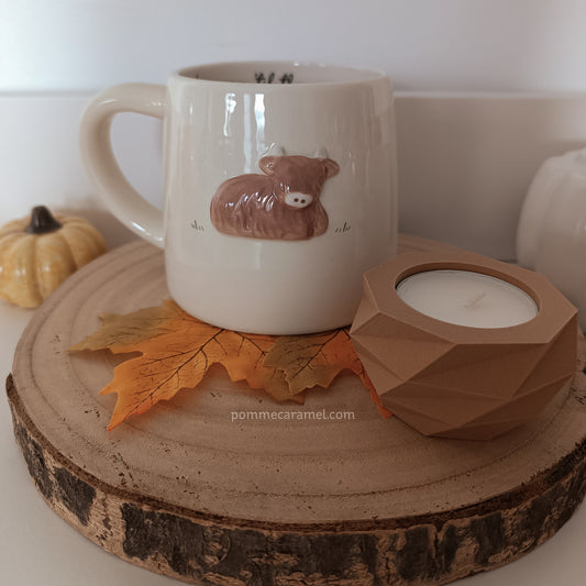Mug Vache Highland et Bougeoir Effet Bois CGB Giftware