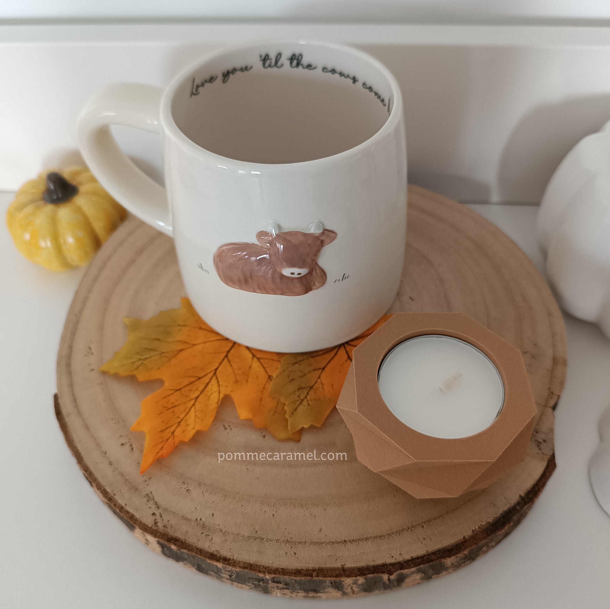 Mug Vache Highland et Bougeoir Effet Bois CGB Giftware