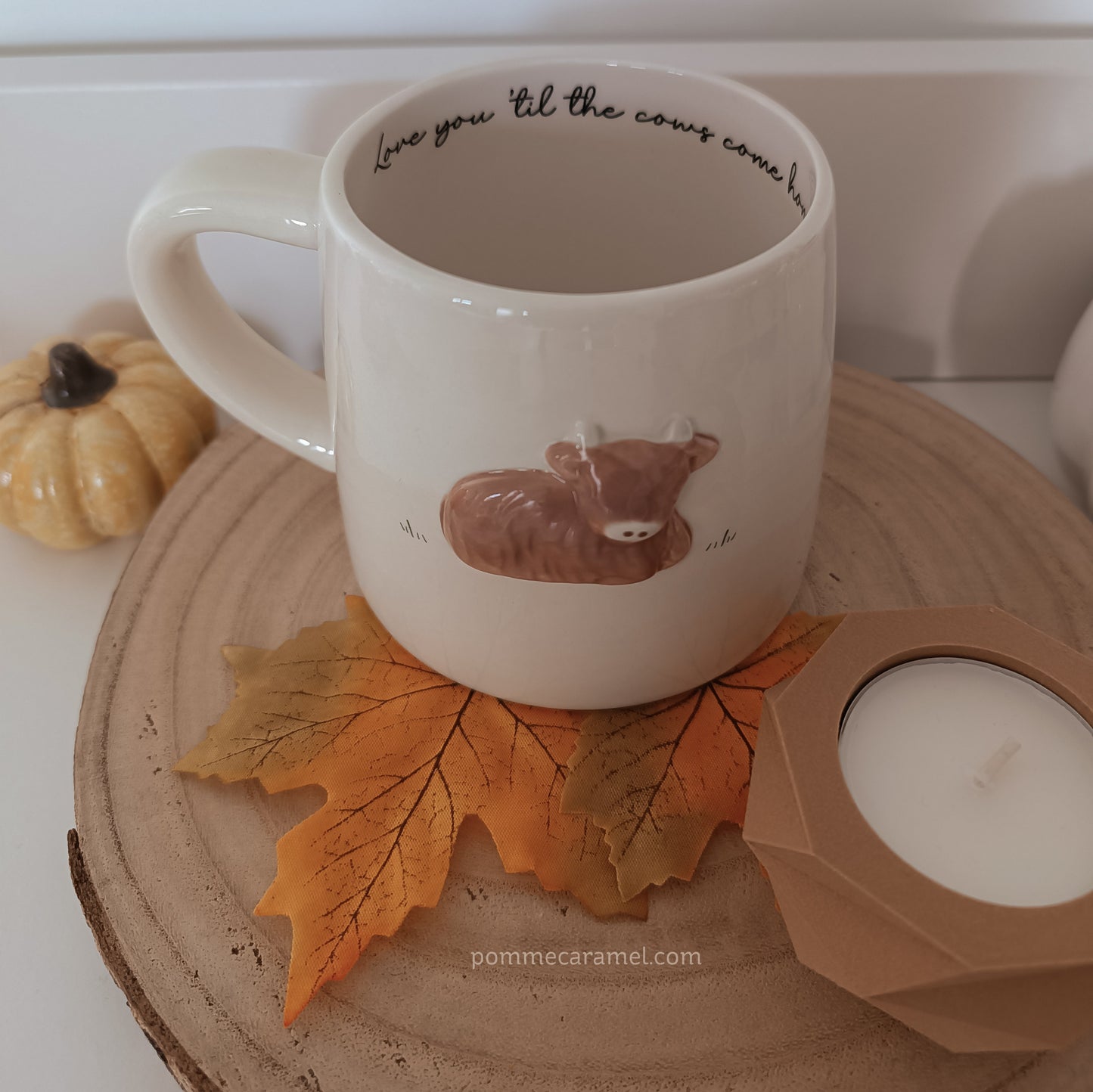 Mug Vache Highland et Bougeoir Effet Bois CGB Giftware