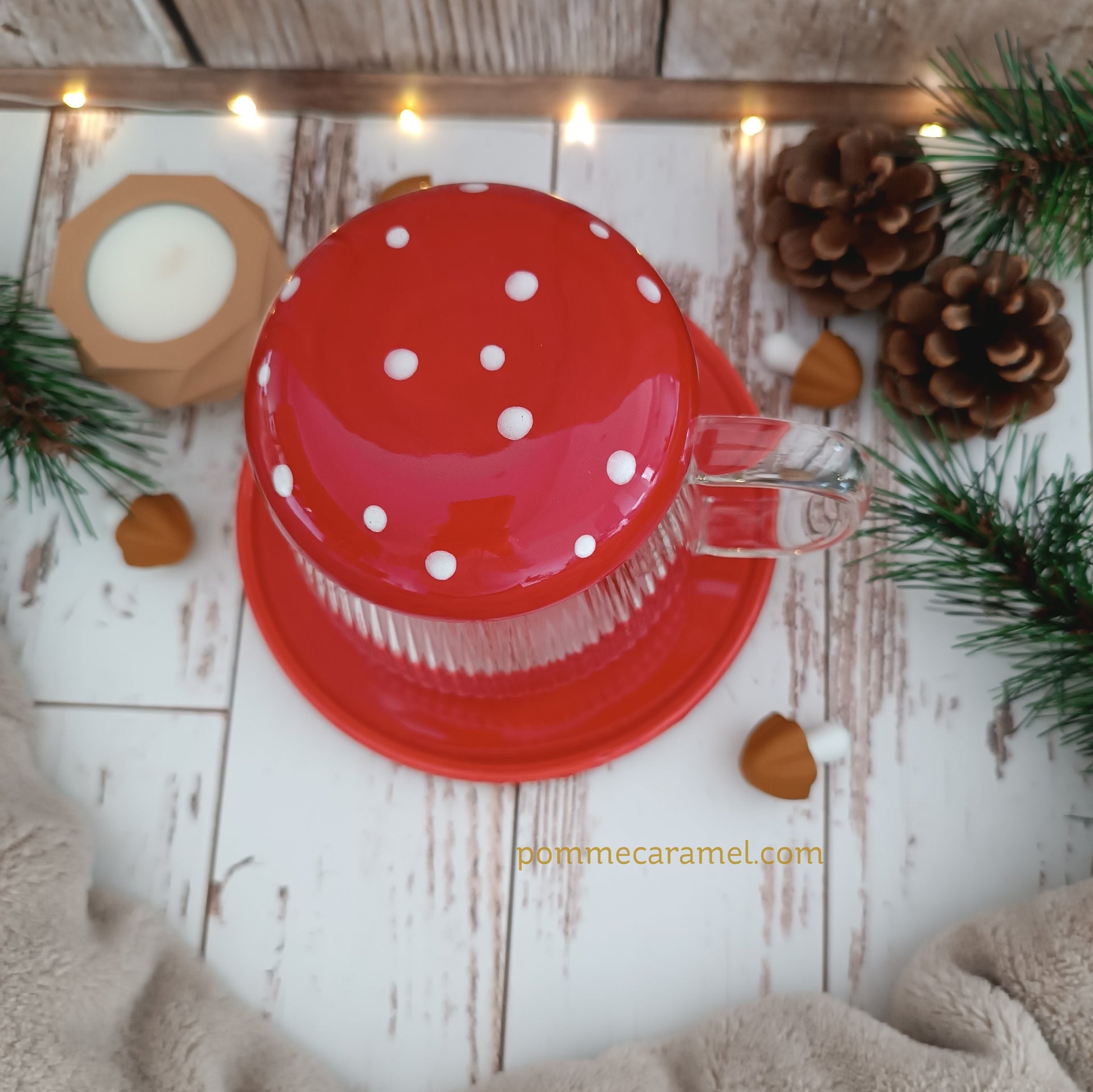 Tasse en Verre et Soucoupe Rouge Champignon Something Different Wholesale