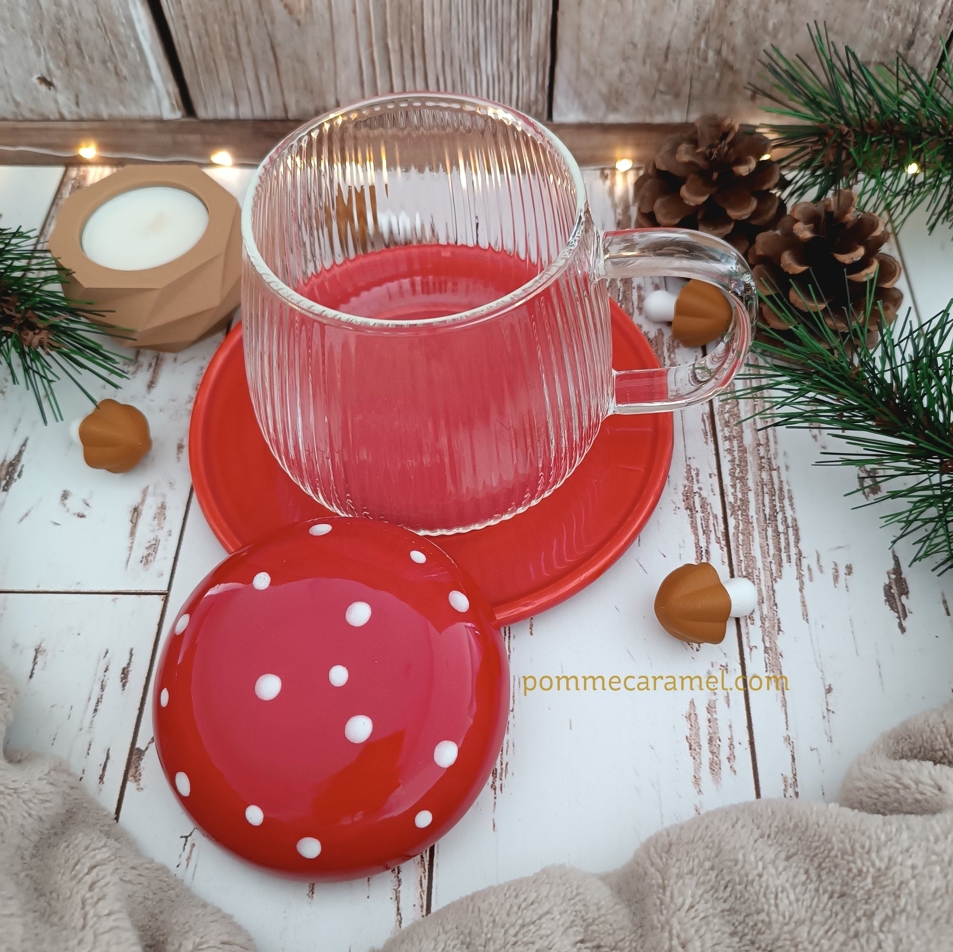 Tasse en Verre et Soucoupe Rouge Champignon Something Different Wholesale