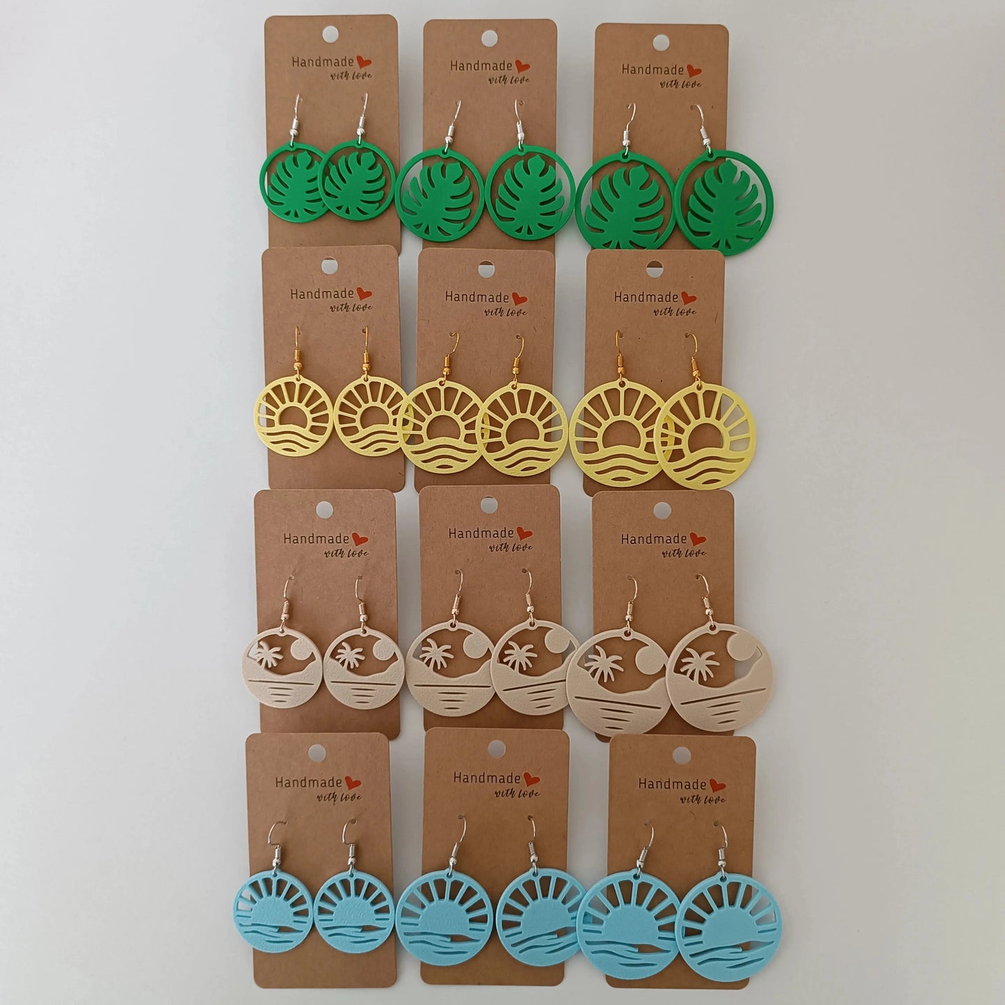 Boucles d'oreilles Monstera Vert Bambou Pomme Caramel