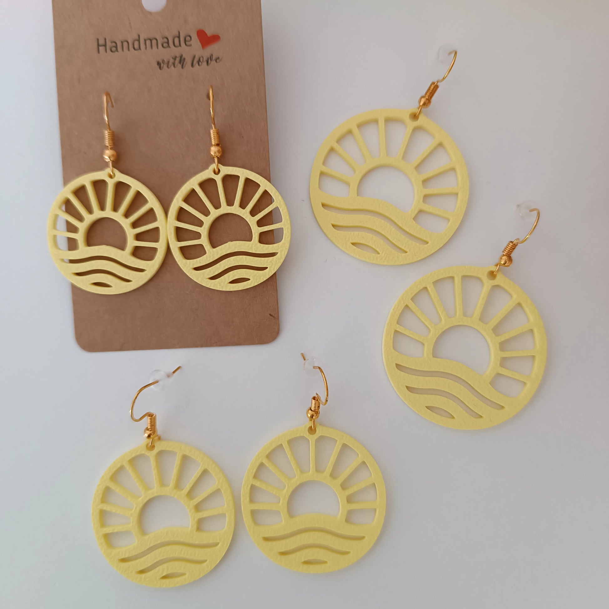 Boucles d'oreilles Soleil Vague Jaune Clair Pomme Caramel