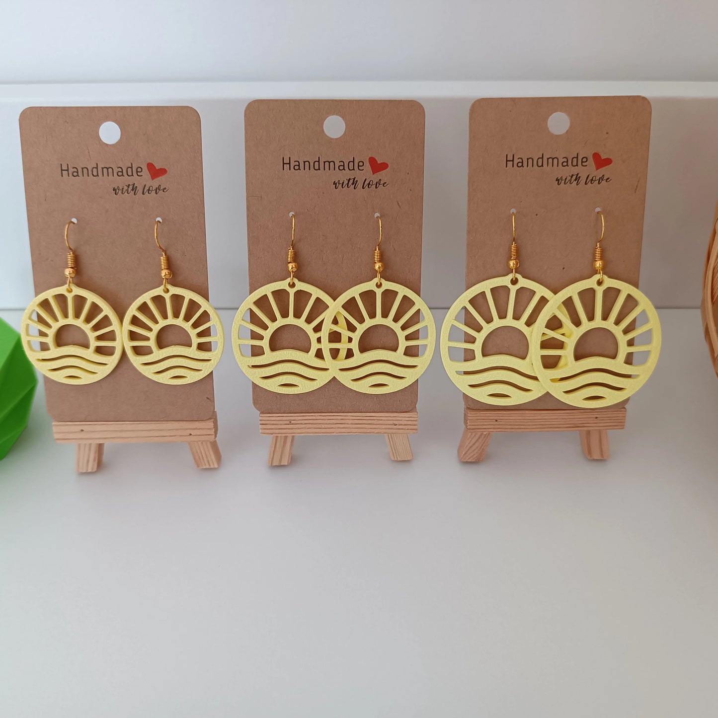 Boucles d'oreilles Soleil Vague Jaune Clair Pomme Caramel