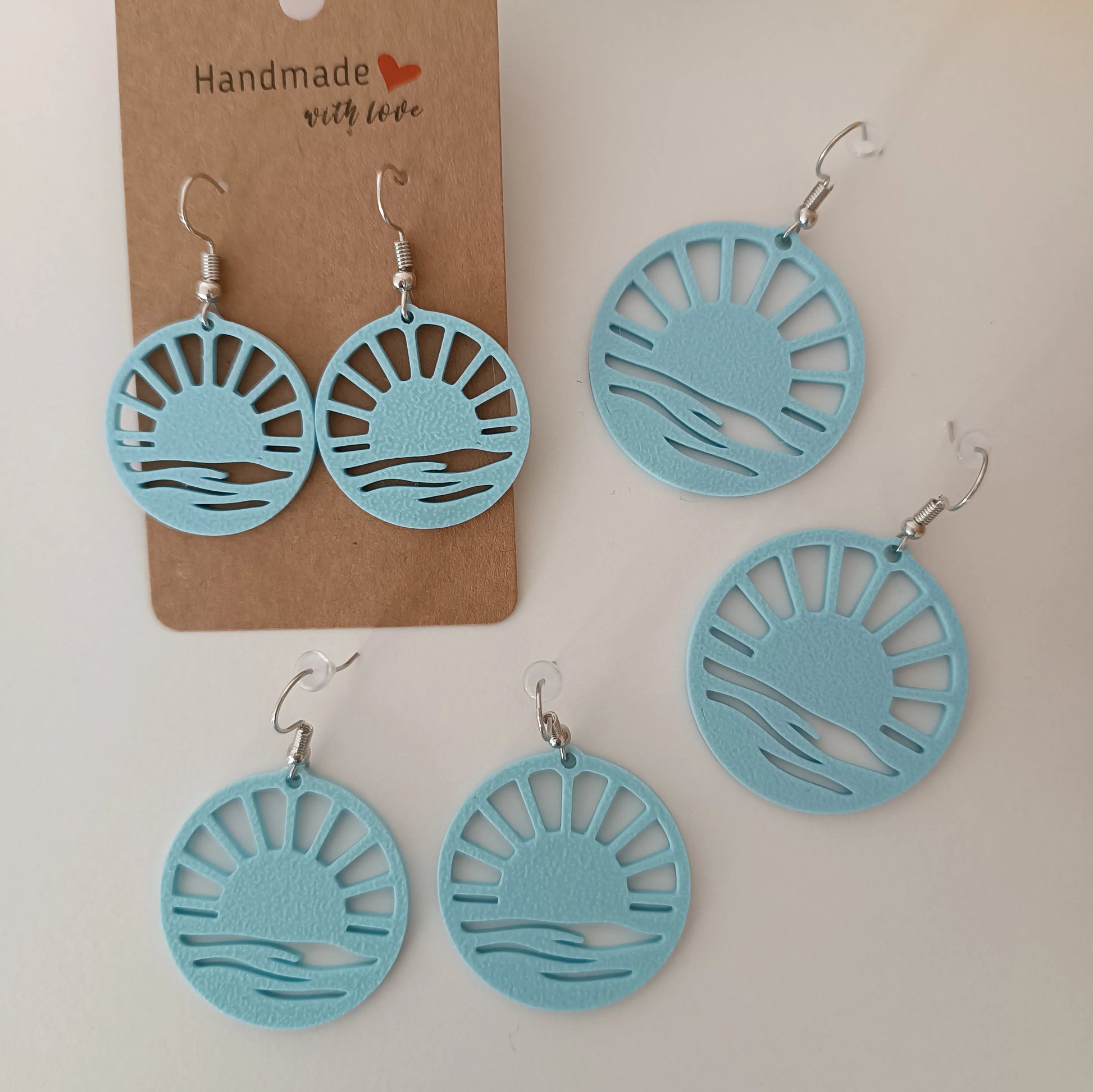 Boucles d'oreilles Soleil Vague Bleu Matin Pomme Caramel