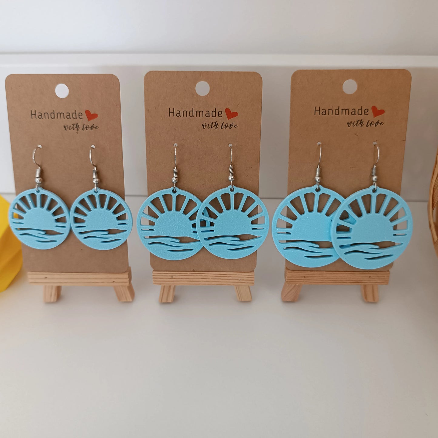 Boucles d'oreilles Soleil Vague Bleu Matin Pomme Caramel