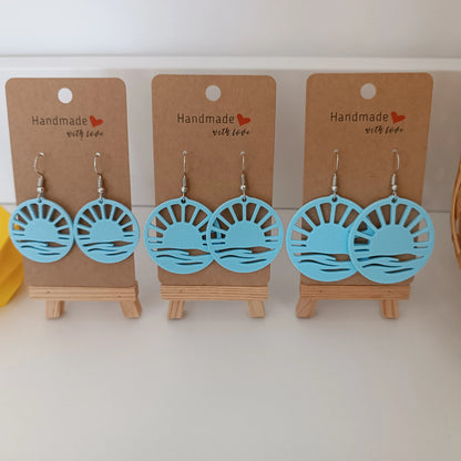 Boucles d'oreilles Soleil Vague Bleu Matin Pomme Caramel