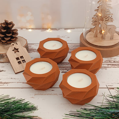 Bougeoir orange pailleté bougie parfum vanille Pomme Caramel