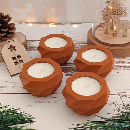 Bougeoir orange pailleté bougie parfum vanille Pomme Caramel