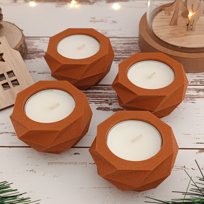 Bougeoir orange pailleté bougie parfum vanille Pomme Caramel