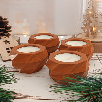 Bougeoir orange pailleté bougie parfum vanille Pomme Caramel