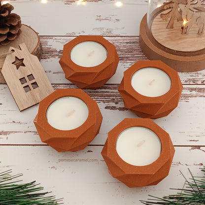 Bougeoir orange pailleté bougie parfum vanille Pomme Caramel