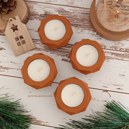 Bougeoir orange pailleté bougie parfum vanille Pomme Caramel
