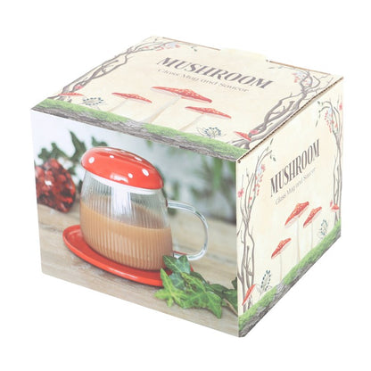 Tasse en Verre et Soucoupe Rouge Champignon Something Different Wholesale