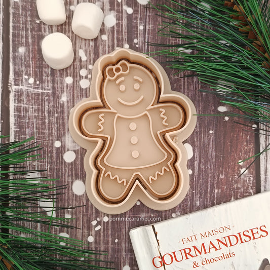 Emporte-Pièce Tampon Bonhomme Pain d'Épices Fille Pomme Caramel