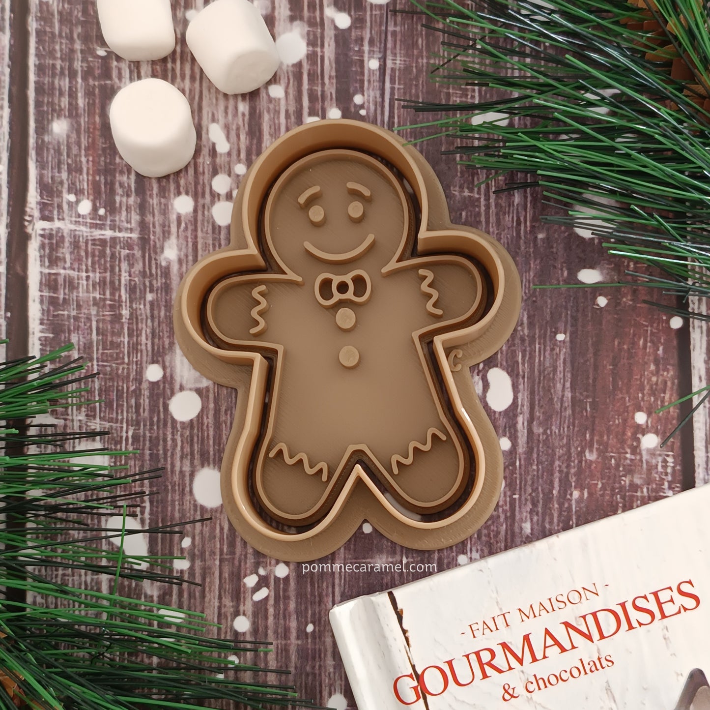 Emporte-Pièce Tampon Bonhomme Pain d'Épices Garçon Pomme Caramel