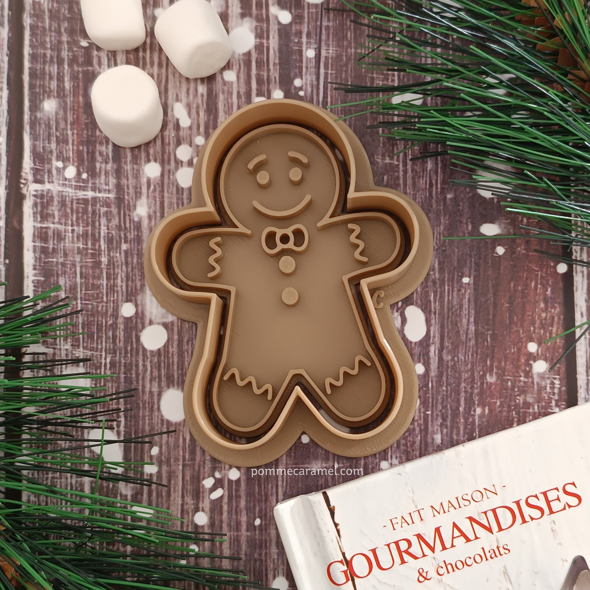 Emporte-Pièce Tampon Bonhomme Pain d'Épices Garçon Pomme Caramel
