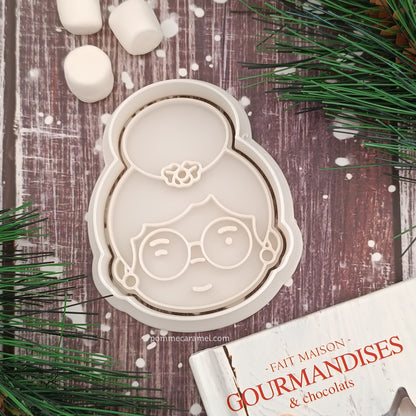 Emporte-Pièce Tampon Mère Noël Blanc Perle Pomme Caramel