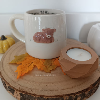 Mug Vache Highland et Bougeoir Effet Bois CGB Giftware