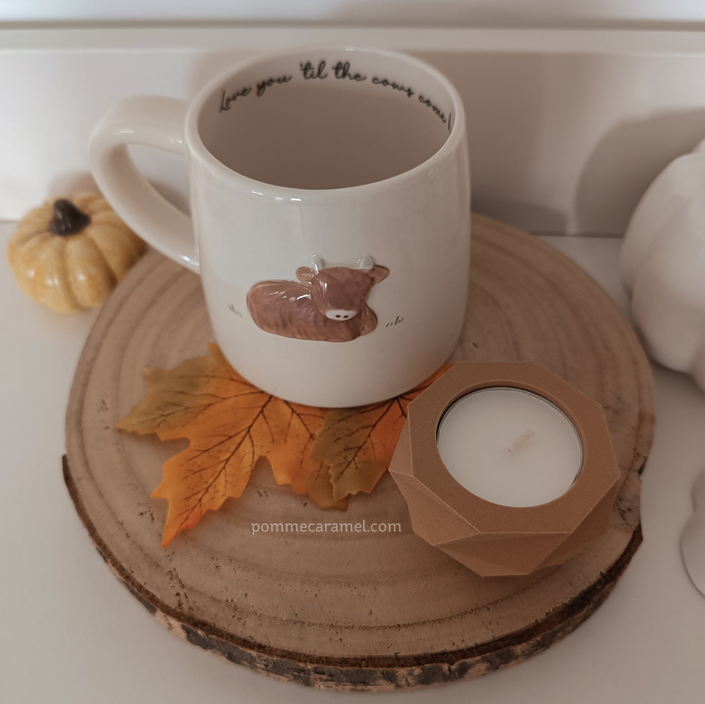 Mug Vache Highland et Bougeoir Effet Bois CGB Giftware