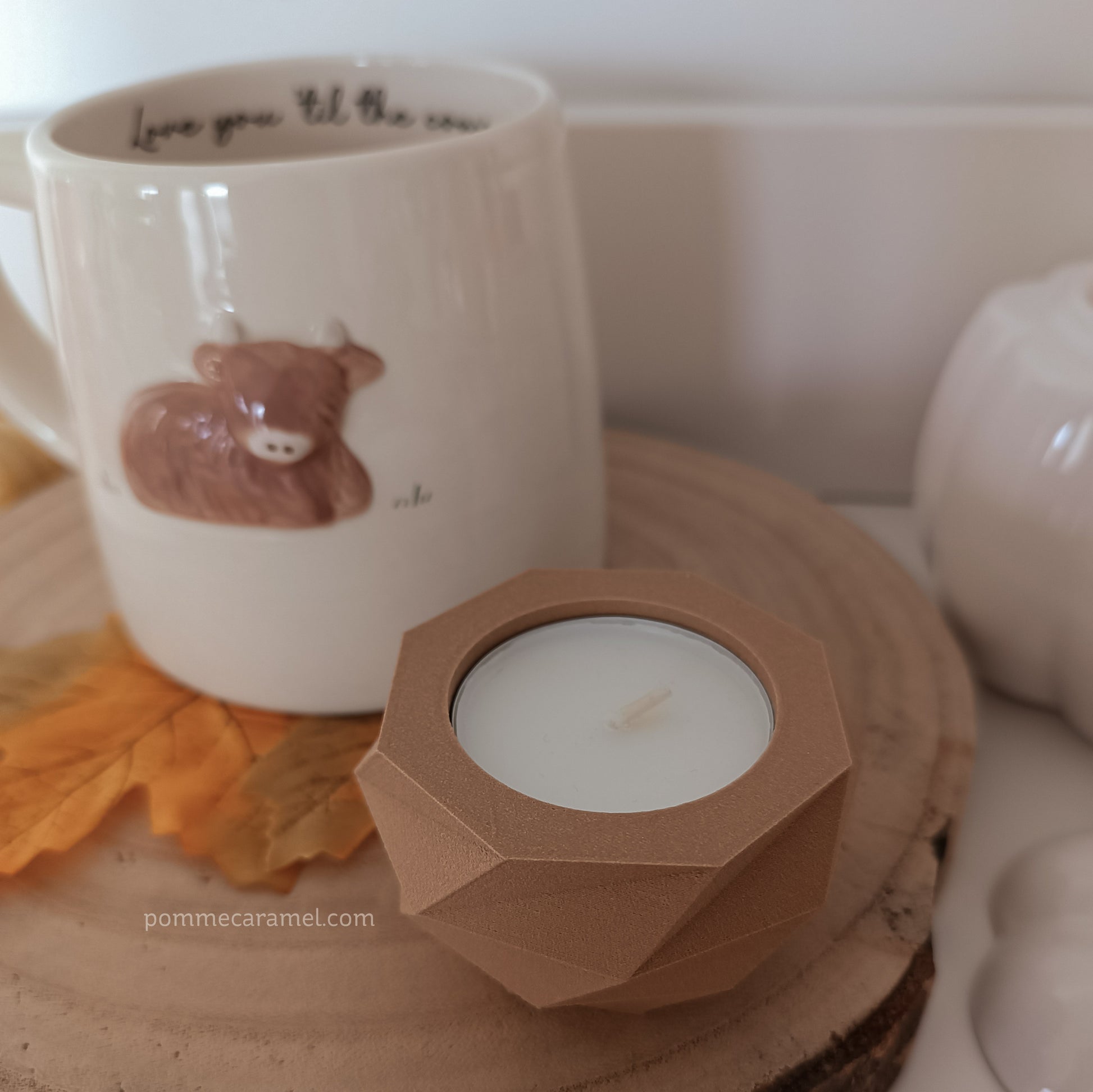 Mug Vache Highland et Bougeoir Effet Bois CGB Giftware