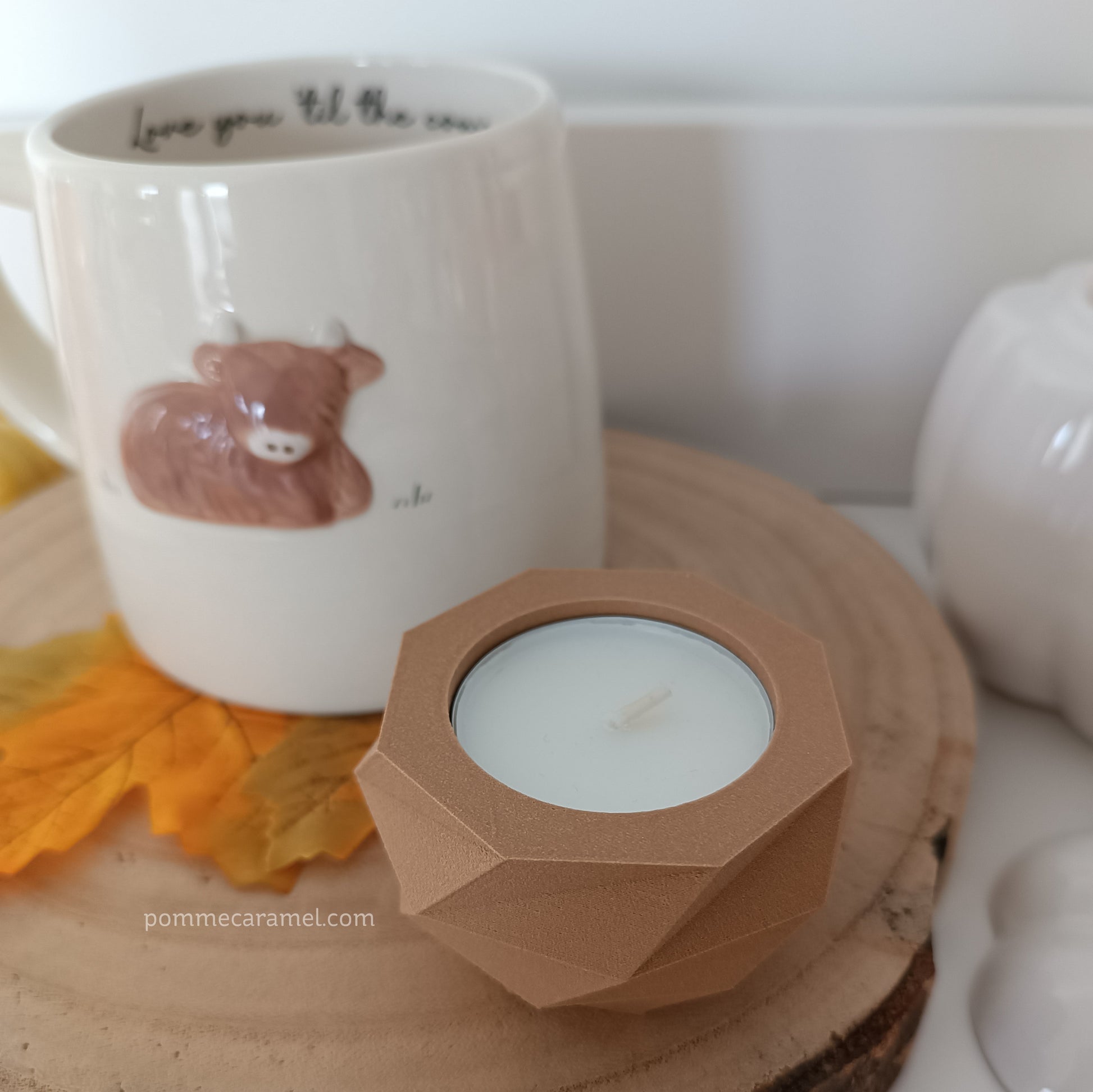 Mug Vache Highland et Bougeoir Effet Bois CGB Giftware