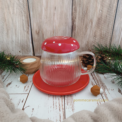 Tasse en Verre et Soucoupe Rouge Champignon Something Different Wholesale