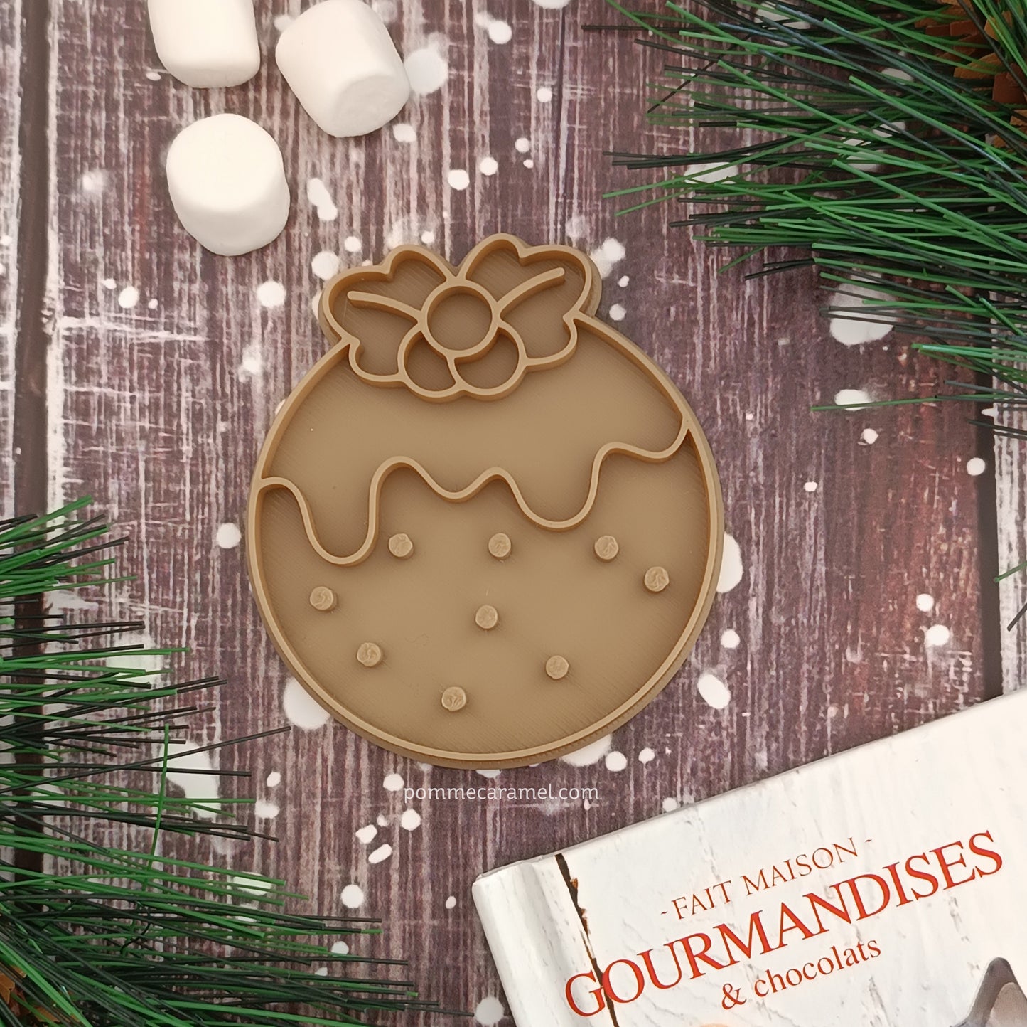 Emporte-Pièce Tampon Pudding de Noël Pomme Caramel